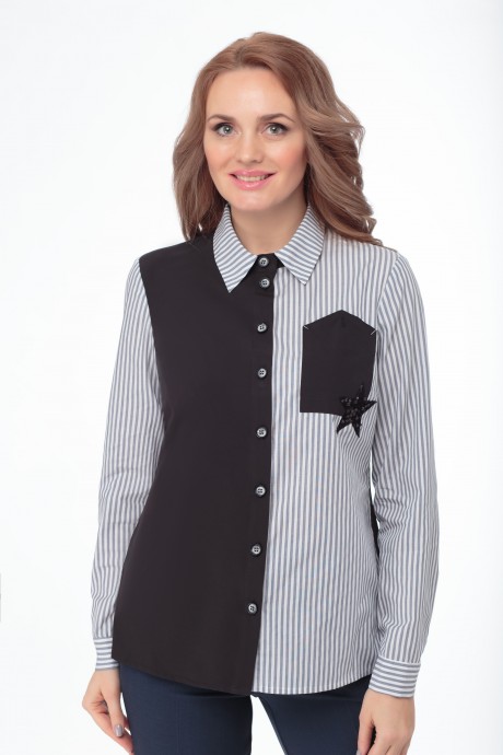 Рубашка Anelli 811 черная в полоску размер 44-52 #2