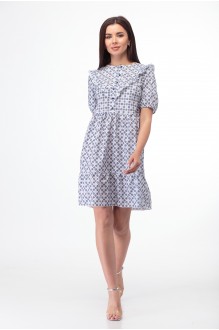 Платье Anelli 835 синий принт на белом #1