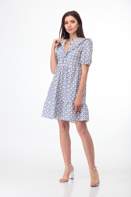 Платье Anelli 835 синий принт на белом размер 42-48 #3
