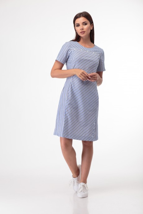 Платье Anelli 853 синие тона в мелкую полоску размер 44-58 #3