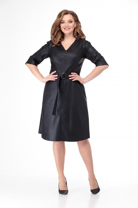 Платье Anelli 801 чёрный эко-кожа размер 48-54 #8