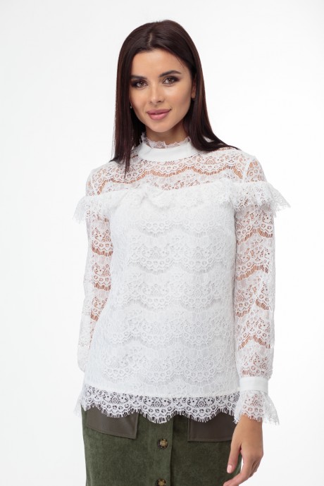 Блузка Anelli 933 белое кружево размер 44-56 #1