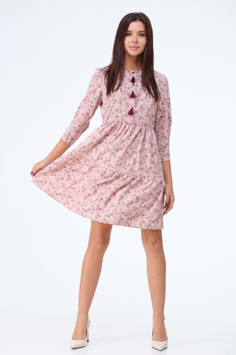 Платье Anelli 833 розовый+листья размер 42-48 #1