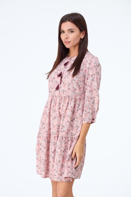 Платье Anelli 833 розовый+листья размер 42-48 #3