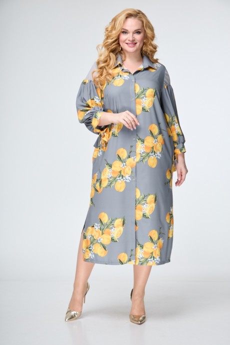 Платье Anelli 1126 серый с лимонами размер 54-60 #2