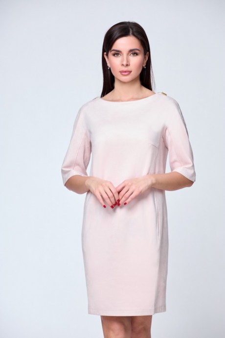 Платье Anelli 551 пудра эко-замш размер 42-52 #1