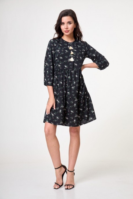 Платье Anelli 833 черный с цветами размер 42-48 #1