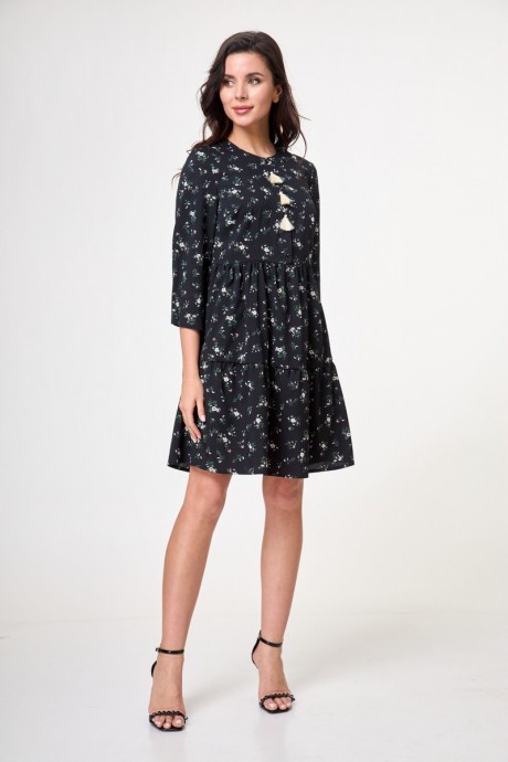 Платье Anelli 833 черный с цветами размер 42-48 #3