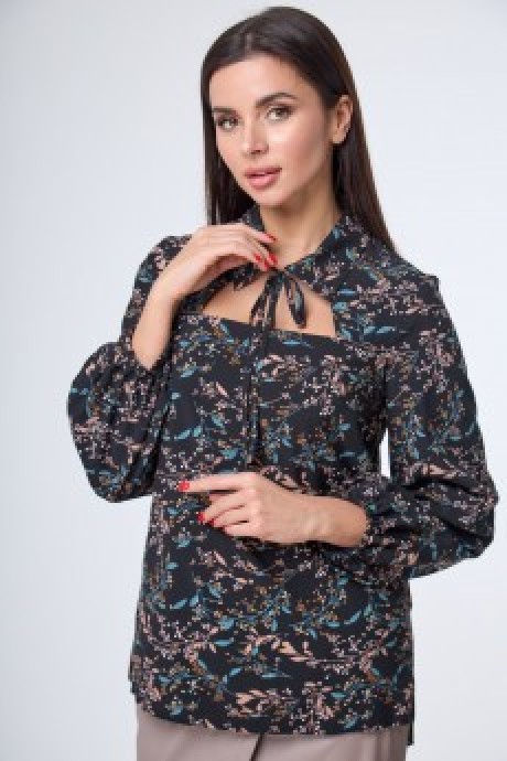 Блузка Anelli 1028 черный с цветами размер 42-48 #1