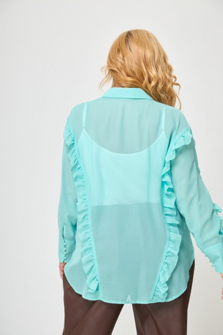 Блузка Anelli 1243 рубашка+топ мята размер 54-60 #4
