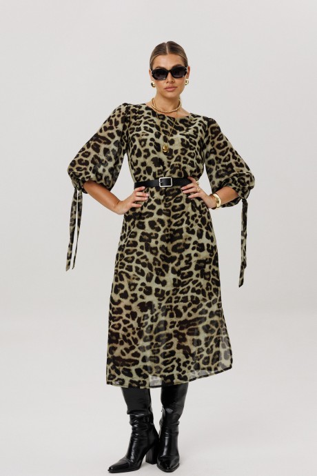 Платье Anelli 1733 зеленый леопард размер 50-62 #3