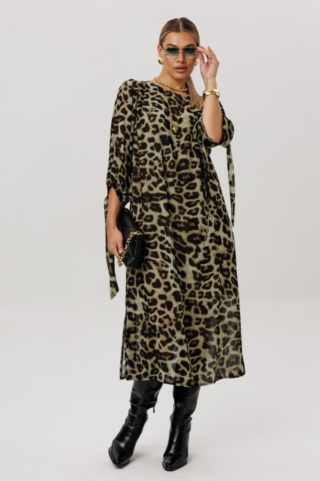 Платье Anelli 1733 зеленый леопард размер 50-62 #6