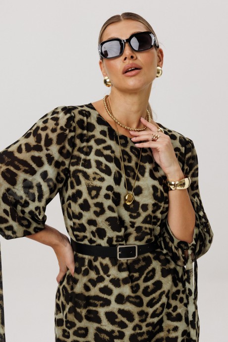 Платье Anelli 1733 зеленый леопард размер 50-62 #7