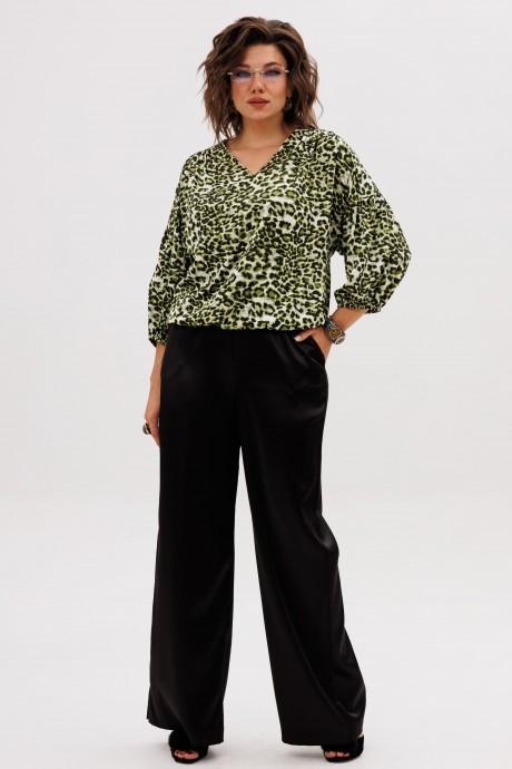 Блузка Anelli 1676.1 зеленый леопард размер 50-62 #4