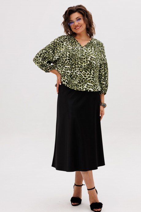 Блузка Anelli 1676.1 зеленый леопард размер 50-62 #5
