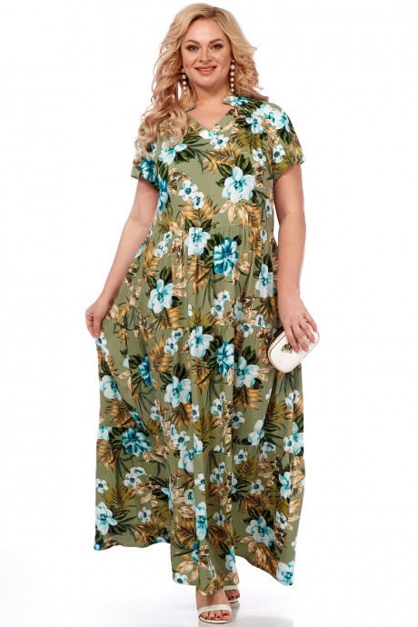 Платье Celentano 5009.1 оливковый, цветы размер  #1