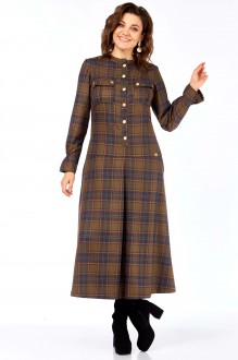 Платье Celentano 5075 бежево-красная клетка