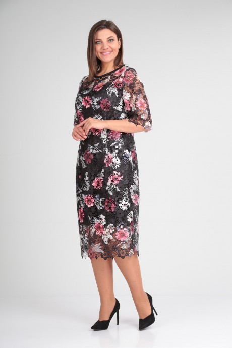 Вечернее платье Avenue Fashion 0120 черный+бело-розовые вкрапления размер 50-52 #1