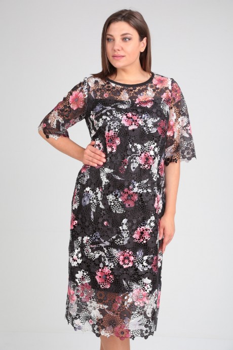 Вечернее платье Avenue Fashion 0120 черный+бело-розовые вкрапления размер 50-52 #3