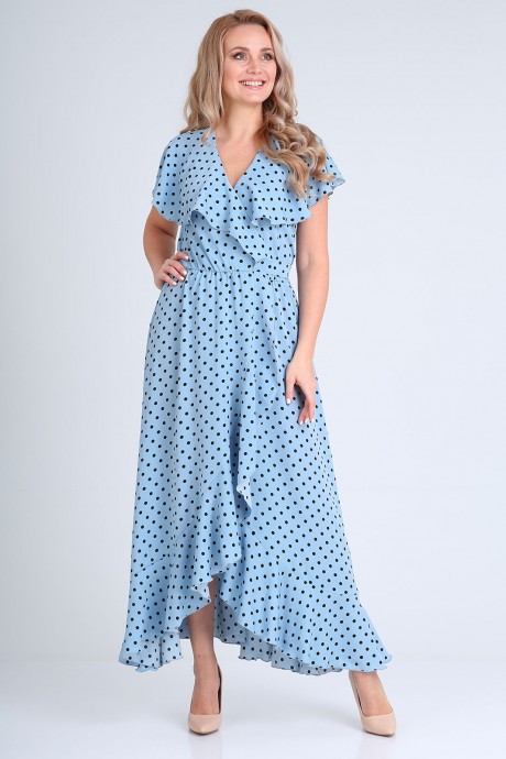 Платье Vasalale 691 голубой + горошек размер 44-50 #3