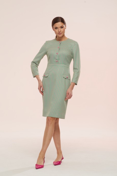 Платье Ларс Стиль 756 розово-зеленая лапка размер 44-50 #1