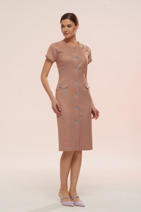 Платье Ларс Стиль 754 оранжево-голубая лапка размер 44-50 #2