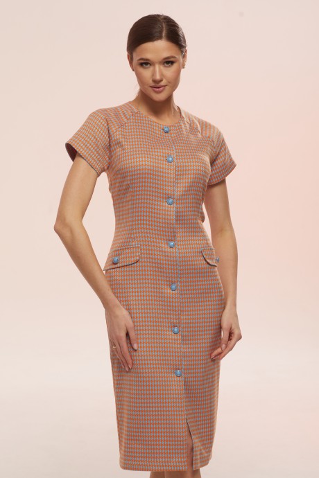 Платье Ларс Стиль 754 оранжево-голубая лапка размер 44-50 #4