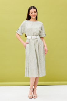 Платье Ларс Стиль 891 оливково-мятный белый, принт ромбы #1