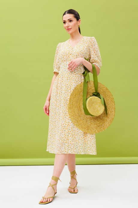 Платье Ларс Стиль 895 бело-желтый размер 44-52 #1