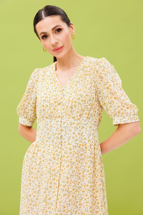 Платье Ларс Стиль 895 бело-желтый размер 44-52 #4