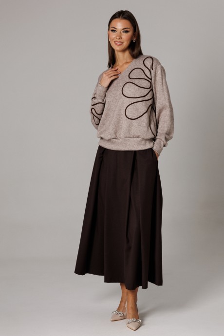 Костюм/комплект Ларс Стиль 1172 бежевый, коричневый размер 44-54 #3