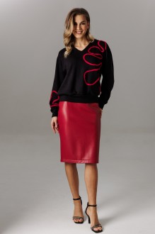 Юбочный костюм Ларс Стиль 1185 черный, красный