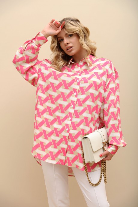 Рубашка LM.Wear ВИ 1627 розовый, белый размер 42-52 #3