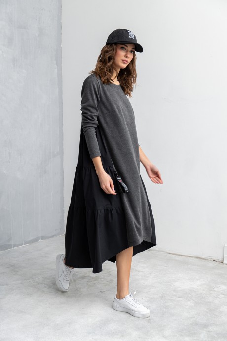 Платье Buter 2564 черный/серый размер 44-52 #4