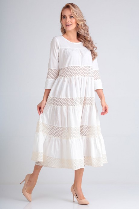 Платье FloVia 4027 белый с кремовым размер 44-48 #1