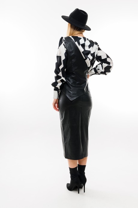 Блузка AmberA Style 1038-3 черный, белый размер 42-52 #3
