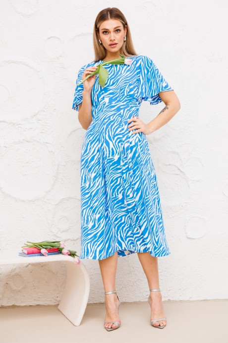 Платье AmberA Style 1078 белый, голубой размер 44-60 #1