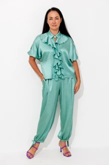 Брючный костюм AmberA Style 2171 двойка изумруд