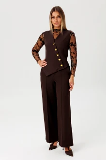 Брючный костюм AmberA Style 2185 двойка шоколад