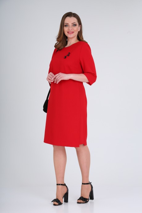 Платье Bliss 692 красный +брошь размер 44-54 #2