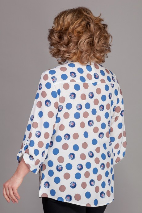 Блузка Emilia 280 /2 голуб/ коричн (горохи) размер 48-58 #2
