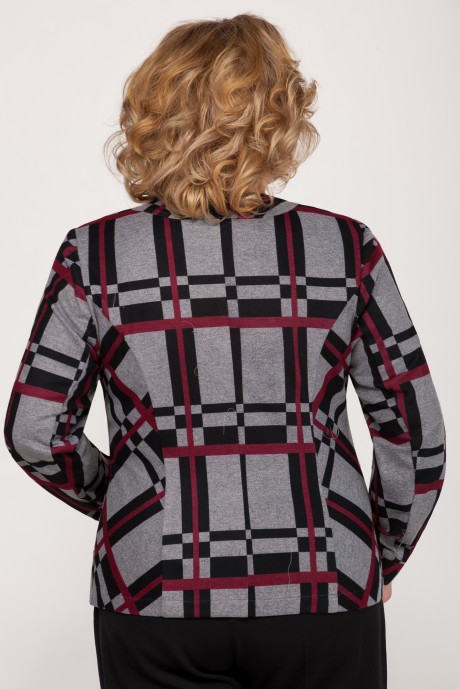 Жакет (пиджак) Emilia 506 на сером фоне бордо-черн. клетка размер 50-58 #3