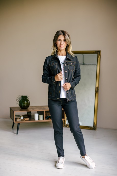 Жакет (пиджак) Marika M 301 черный джинс размер 42-52 #2