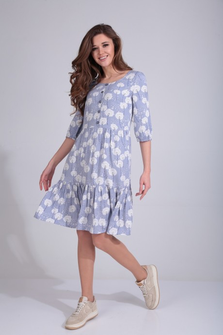 Платье YOUR SIZE 2081 /170 Серо-сиреневый в одуванчики размер 42-48 #3