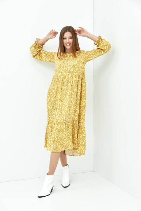 Платье ERTANNO 2047 медово-горчичный размер 40-48 #1