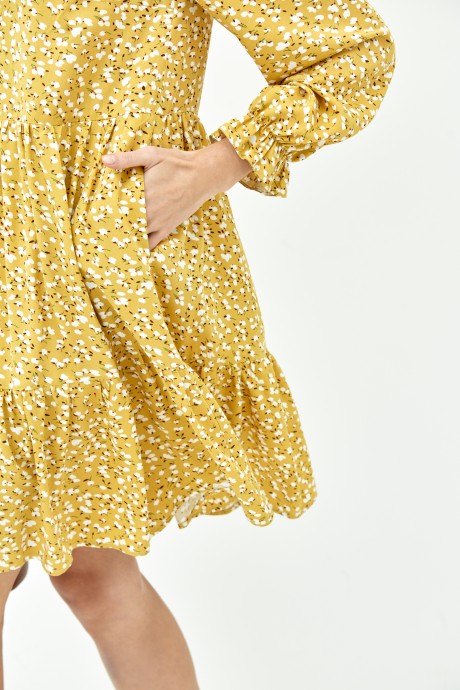 Платье ERTANNO 2055 медово-горчичный размер 42-48 #3