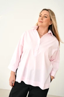 Рубашка GRATTO 4356 розовая полоска