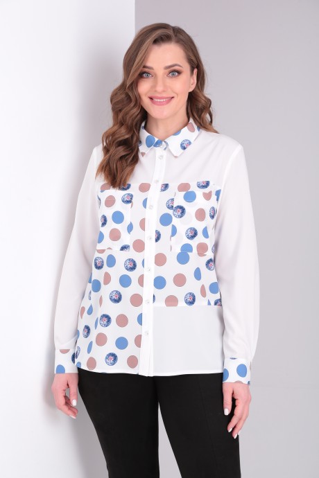Рубашка MODEMA 528 /1 молочный +крупный горох размер 48-52 #5