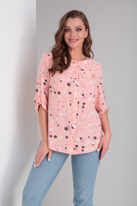 Блузка MODEMA 467/10 горохи на розовом размер 50-58 #5
