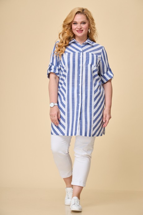 Рубашка БелЭльСтиль 261 синяя полоска размер 50-60 #1
